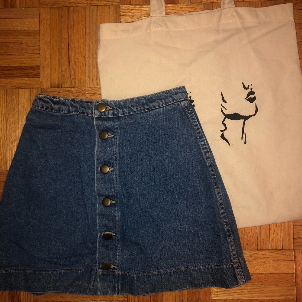 American Apparel Button Up Jean Skirt